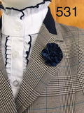 Navy, Grey & Cream Show Hunter Jacket 3 Buttons With Navy Trims (531)