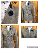 Navy, Grey & Cream Show Hunter Jacket 3 Buttons With Navy Trims (531)