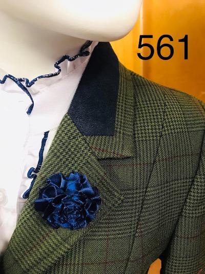 Olive & Faint Red Check Show Hunter Jacket With Navy Trims Childs (561)