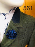 Olive & Faint Red Check Show Hunter Jacket With Navy Trims Childs (561)