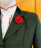 Olive & Faint Red Check Show Hunter Jacket With Navy Trims Childs (561)