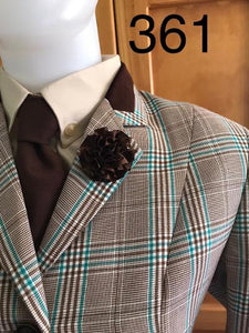 Brown, Cream & Teal Check Show Hunter Jacket With Brown Trims Adults (361)