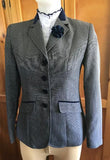 Grey & Dark Navy Check With Navy Velvet Trims Adults (563)