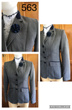 Grey & Dark Navy Check With Navy Velvet Trims Adults (563)