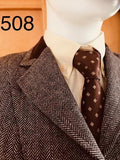 Brown & Cream Mediumweight Wool With Brown Suede Trims (508)