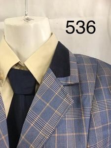 Pale Blue & Cream Check With 4 Buttons With Navy Trims Adults  (536)