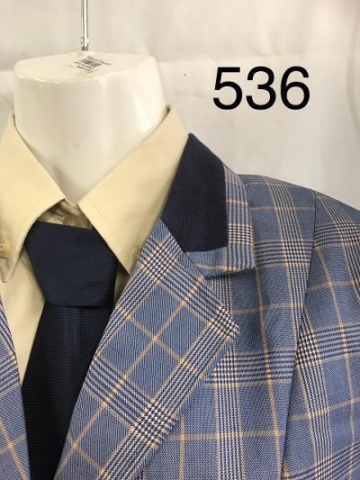Pale Blue & Cream Check With 4 Buttons With Navy Trims Adults  (536)