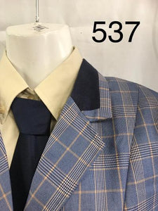 Pale Blue & Cream Check With 4 Buttons With Navy Trims Childs  (537)