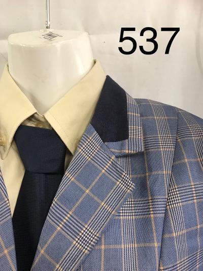 Pale Blue & Cream Check With 4 Buttons With Navy Trims Childs  (537)