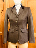 Light Brown & Mustard Gold Check Show Hunter Jacket With Navy Trims Size 8 Adults Only 546