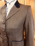 Light Brown & Mustard Gold Check Show Hunter Jacket With Navy Trims Size 8 Adults Only 546