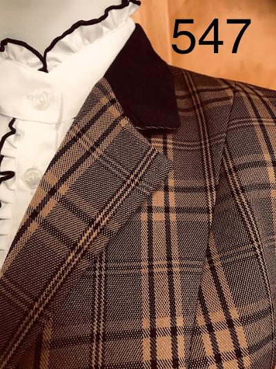 Brown & Dark Cream/Apricot Check Stunning Show Hunter Jacket Adults 547