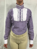 CLEARANCE Purple & White Striped Hrcav Ruffled Long Sleeve Shirt Adults Sizes 8 & 10 Only (135)