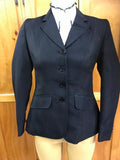 Black Open Or Dressage Self Pattern 4 Button Jacket Adults  Sizes 8 - 14 Only (282)