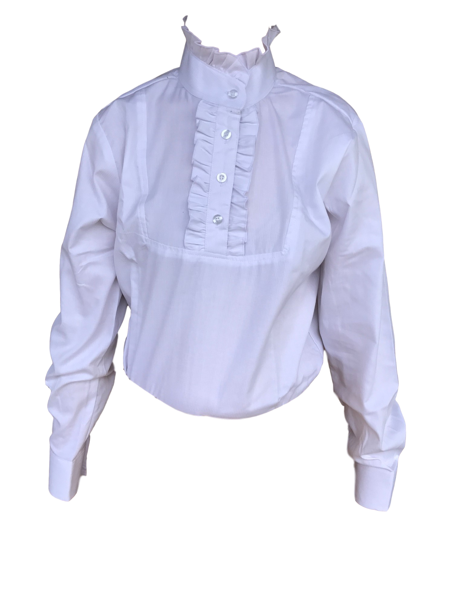 White long sleeve sales shirt with ruffles