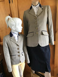 Beige & Navy Check Show Hunter Or Stock Horse Jacket With Navy Trims Childs (195)