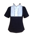 Navy & White Ruffled Adults T Shirt (284) With Navy Stitching On The Ruffles