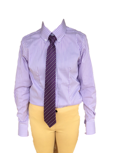 CLEARANCE Mauve & White Striped Tie Shirts Adults Size 8 ONLY (332)