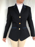 Navy With Fine Royal Blue Trims Open Or Dressage Jacket Childs (076)