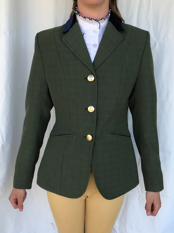 Olive (Darker) Show Hunter Jacket With Navy Velvet Trims Childs (065)