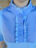 Clearance Pale Blue Ruffled T shirt With Pale Blue Front & Navy Ruffles STUNNING Adults (258a)