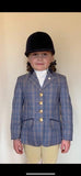 Pale Blue & Cream Check With 4 Buttons With Navy Trims Childs  (537)