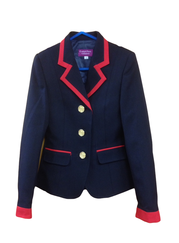 Navy, Red Collar, Pocket & Cuff Trims SUPER Smart Childs Show Jacket (160)