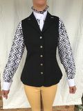 CLEARANCE White & Black Spotted Ruffle Shirt (Long Sleeve) Adults (209)