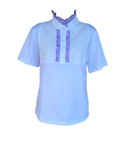 CLEARANCE White Ruffled T shirt With White Front With Mauve Ruffles STUNNING Adults (251)