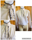 Cream & Navy Long Sleeved Ruffle Shirts Adults (314)