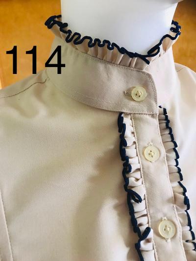 Cream & Navy Long Sleeved Ruffle Shirts Adults (314)