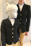 Brown Dark Almost Self Check Show Hunter Jacket With Navy Trims Childrens (045)