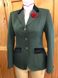 Olive (Darker) Show Hunter Jacket With Black Velvet Trims Adults (063)