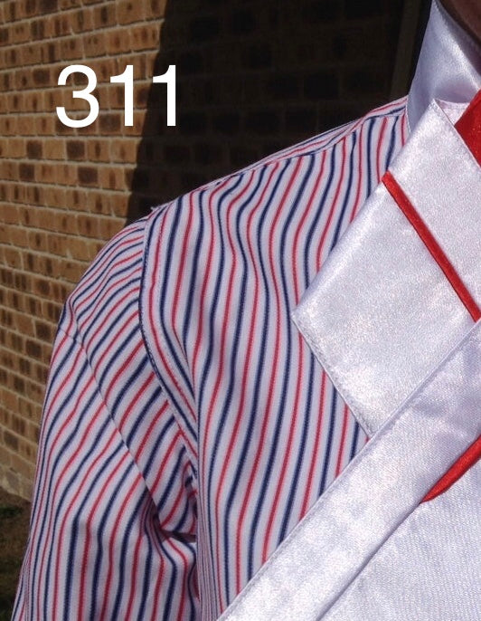 Clearance Red, Royal & White Striped Stock/ Ratcatcher Shirt With White Cuffs & Collar Adults (311)