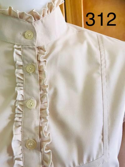 Cream Long Sleeved Ruffle Shirts Adults (312)