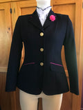 Navy With Fine Hot Pink Trims Open Or Dressage Jacket Adults (085)