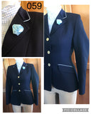 Navy Open or Dressage Jacket With Pale Blue Trim Adults (059)
